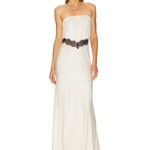 BEC + BRIDGE 
Spencer Lace Strapless Maxi in Ivory & Black